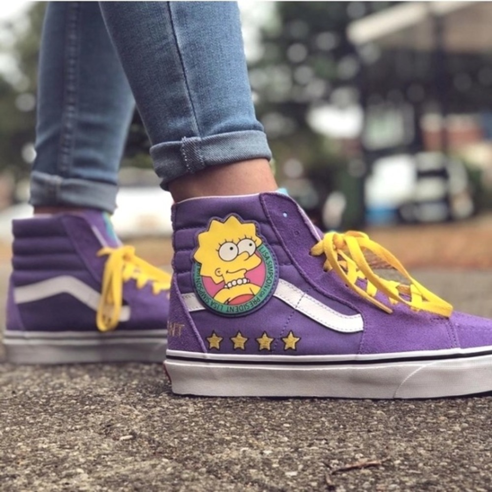 🎷 💜VANS The Simpsons Lisa 4 Prez Sk8-Hi Ltd. Ed. Purple sneakers Shoes s…